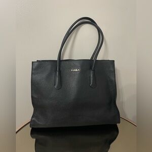 Furla Black Leather Tote Bag